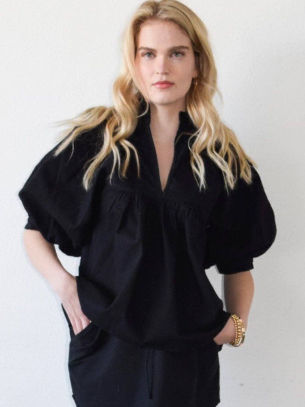 NEW Never a Wallflower High Neck Top Black Woven
